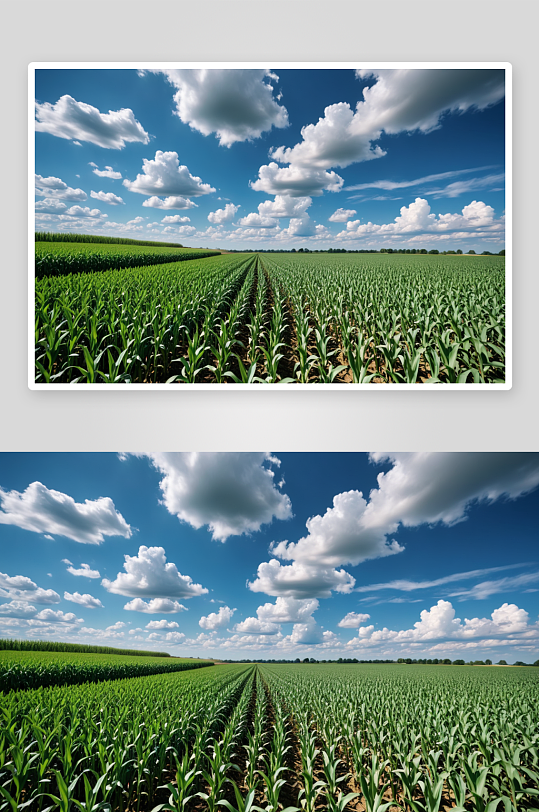 蓝天白云种植玉米地高清特写图片