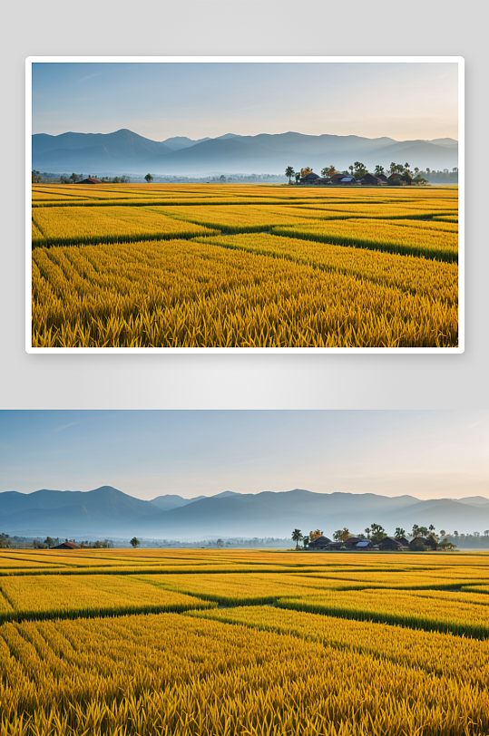 秋季丰收水稻田景观高清特写图片