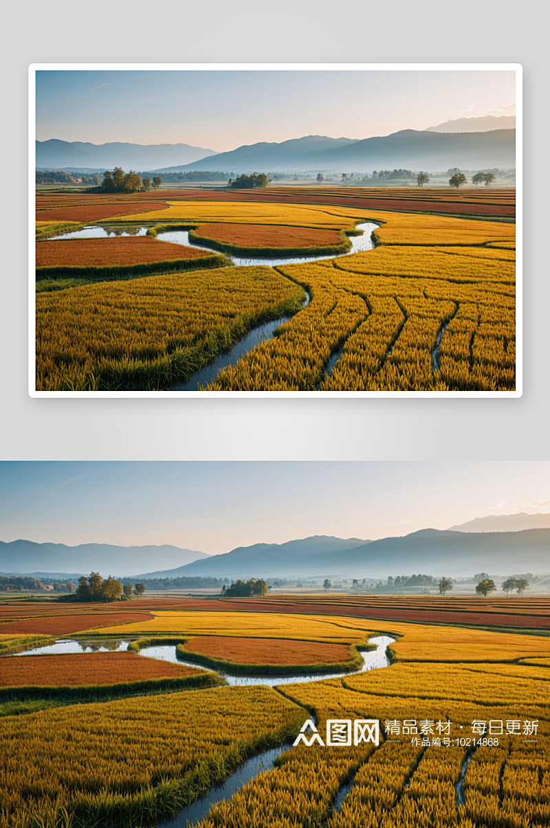 秋季稻田风景高清特写图片素材