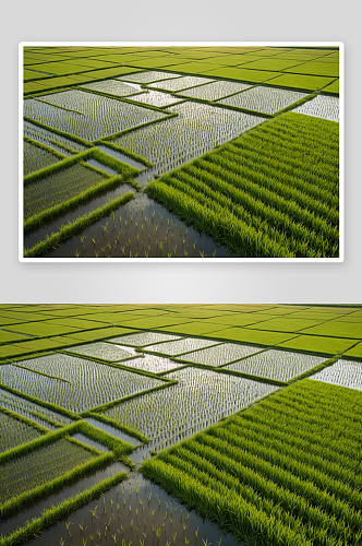 农业水稻种植示范田高清特写图片
