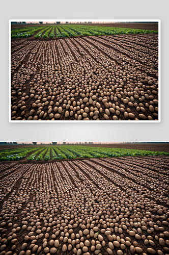 农民田间管护覆膜播种马铃薯高清特写图片