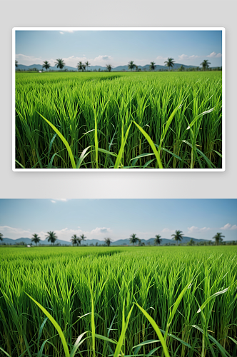 水稻田农作物种植绿色稻穗高清特写图片