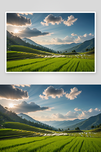 山里水稻种植高清特写图片
