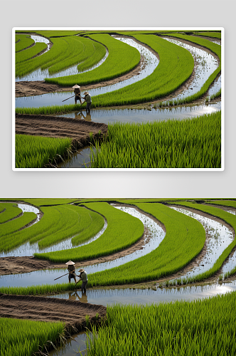 土乐谷水稻种植季节高清特写图片