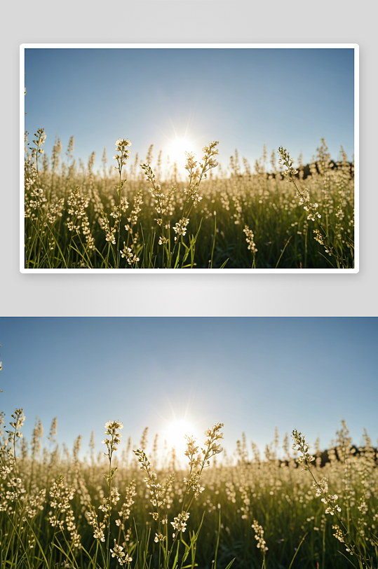 燕麦小花阳光照射背景高清特写图片