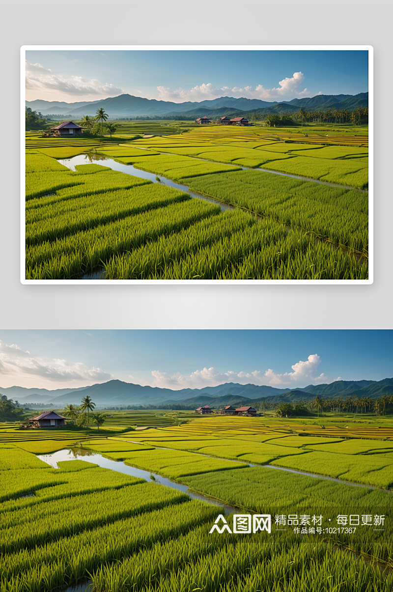 新农村稻田画大舞台高清特写图片素材