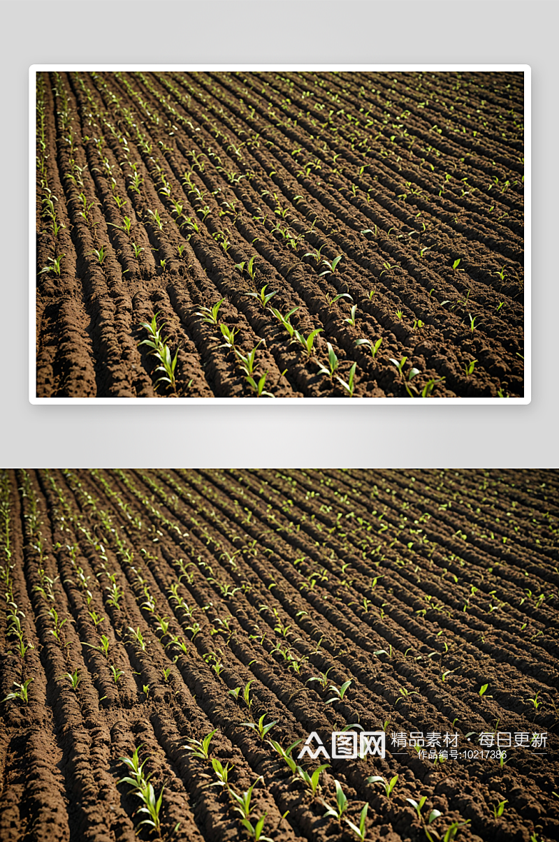 小玉米苗农用车辆痕迹高清特写图片素材