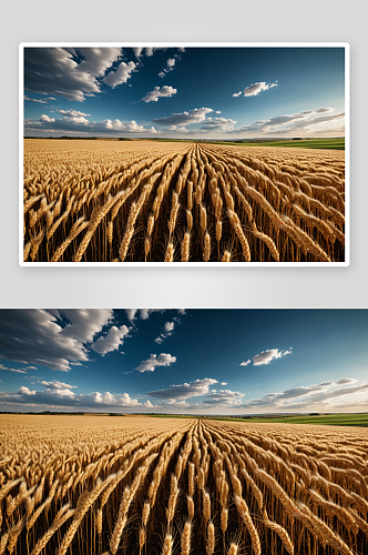 小麦农田天空风景高清特写图片