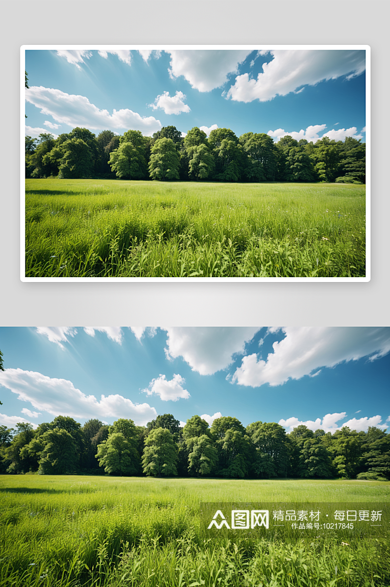 夏天公园里树木映衬着天空高清特写图片素材