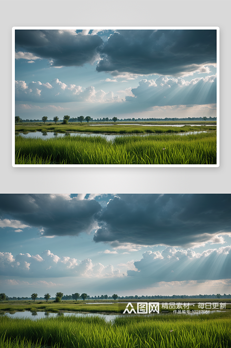 夏季草原湿地景观高清特写图片素材