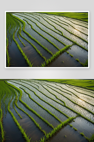 准备种植水稻稻田高清特写图片