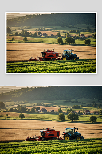 重型耕地机械乡村旅游高清特写图片
