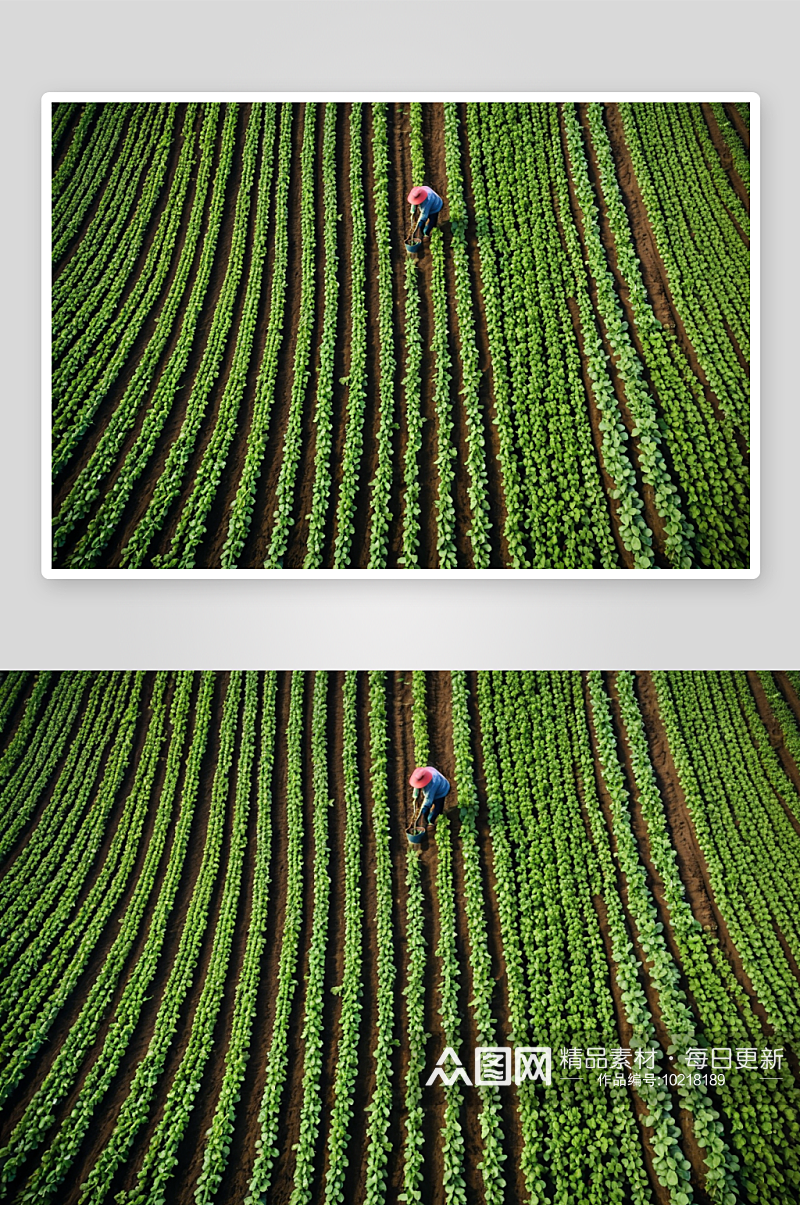 正方俯拍邓城蔬菜种植高清特写图片素材