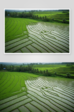 雨季农村农业绿色田野景观稻田高清特写图片