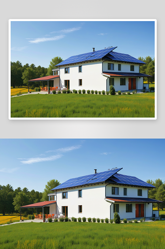 农村闪闪发光太阳能电池板图片