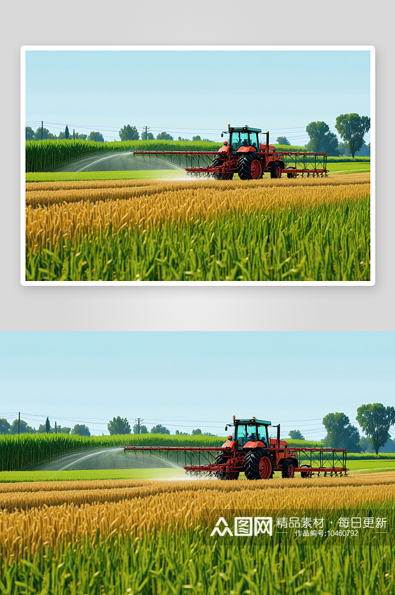 农村大麦小麦水稻农用喷灌机图片素材