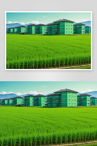 绿色稻田公寓建筑都农业图片