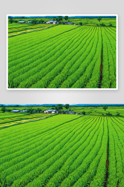 绿色稻田稻穗图片