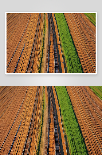 火车轨道高视角农业图片