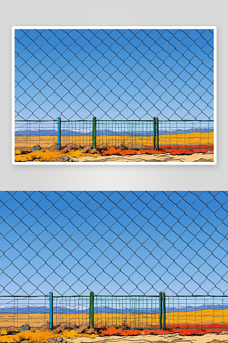 篱笆后面贫瘠风景图片