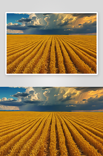 暴风雨天空方小麦风景农业对天空图片