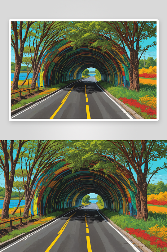湿地公园公路交通隧道图片