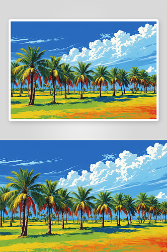 大自然棕榈树映衬天空风景图片
