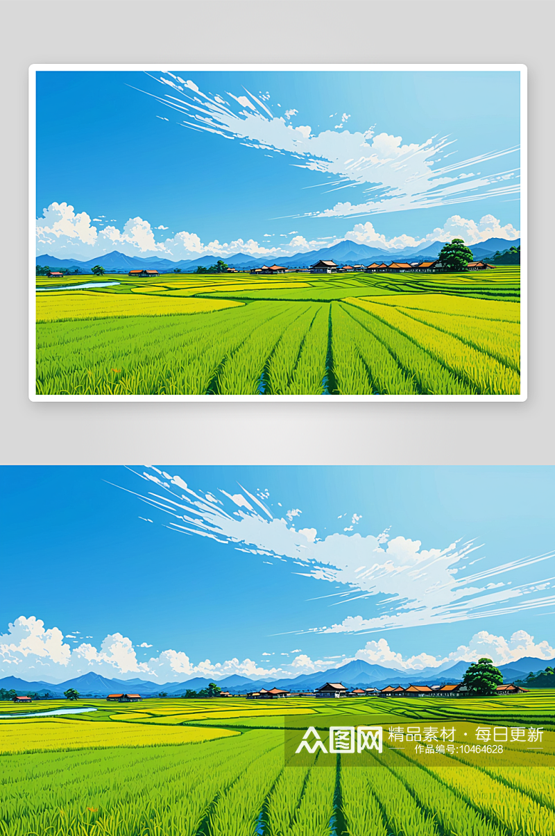 南山背景美丽稻田图片素材
