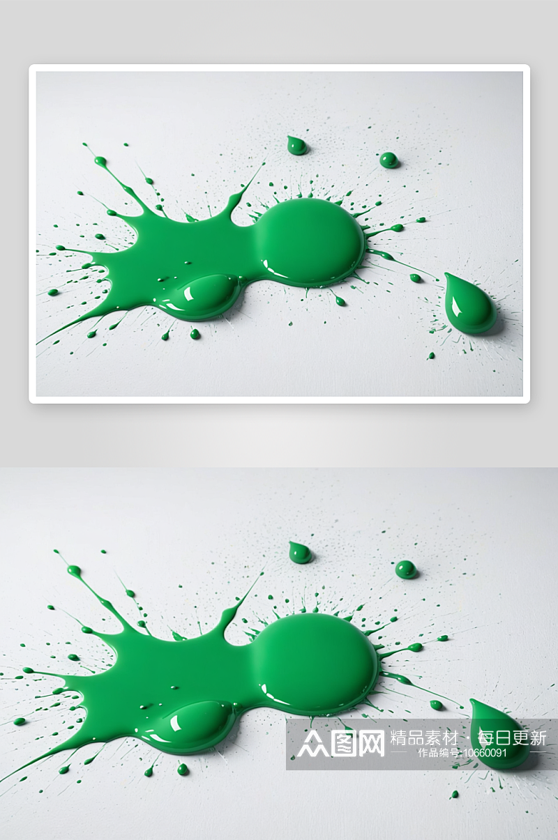 抽象背景绿色颜料滴白色画布图片素材