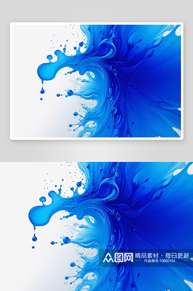 抽象背景蓝色颜料墨水滴白色画布图片素材
