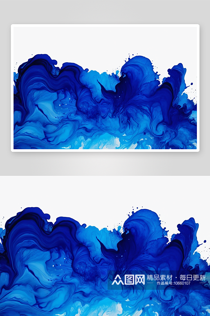 抽象背景蓝色墨水白色画布滑动质感图片素材