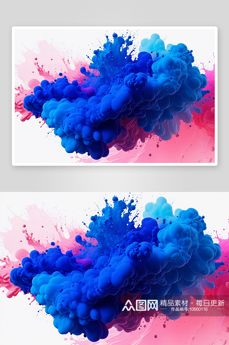 抽象背景蓝色粉红色颜料墨水滴白色画布图片素材