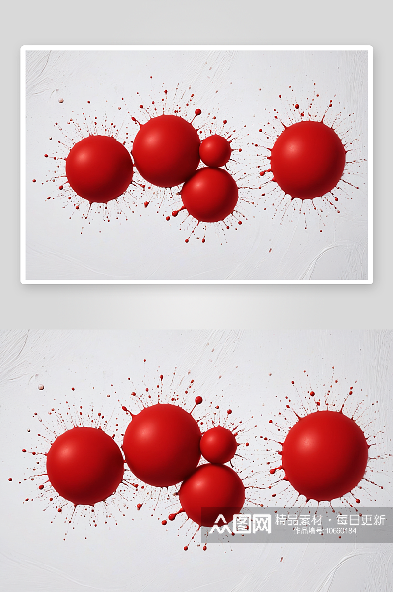 抽象背景白色画布红颜料滴图片素材