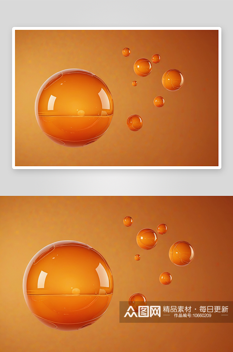 橙色圆形几何图形大小不一球体抽象概念图片素材
