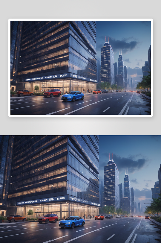 城高楼层办公楼建筑汽车广告背景图图片