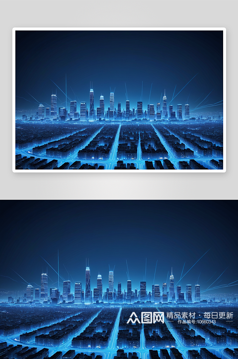 城风光科技感线条蓝色背景图片素材