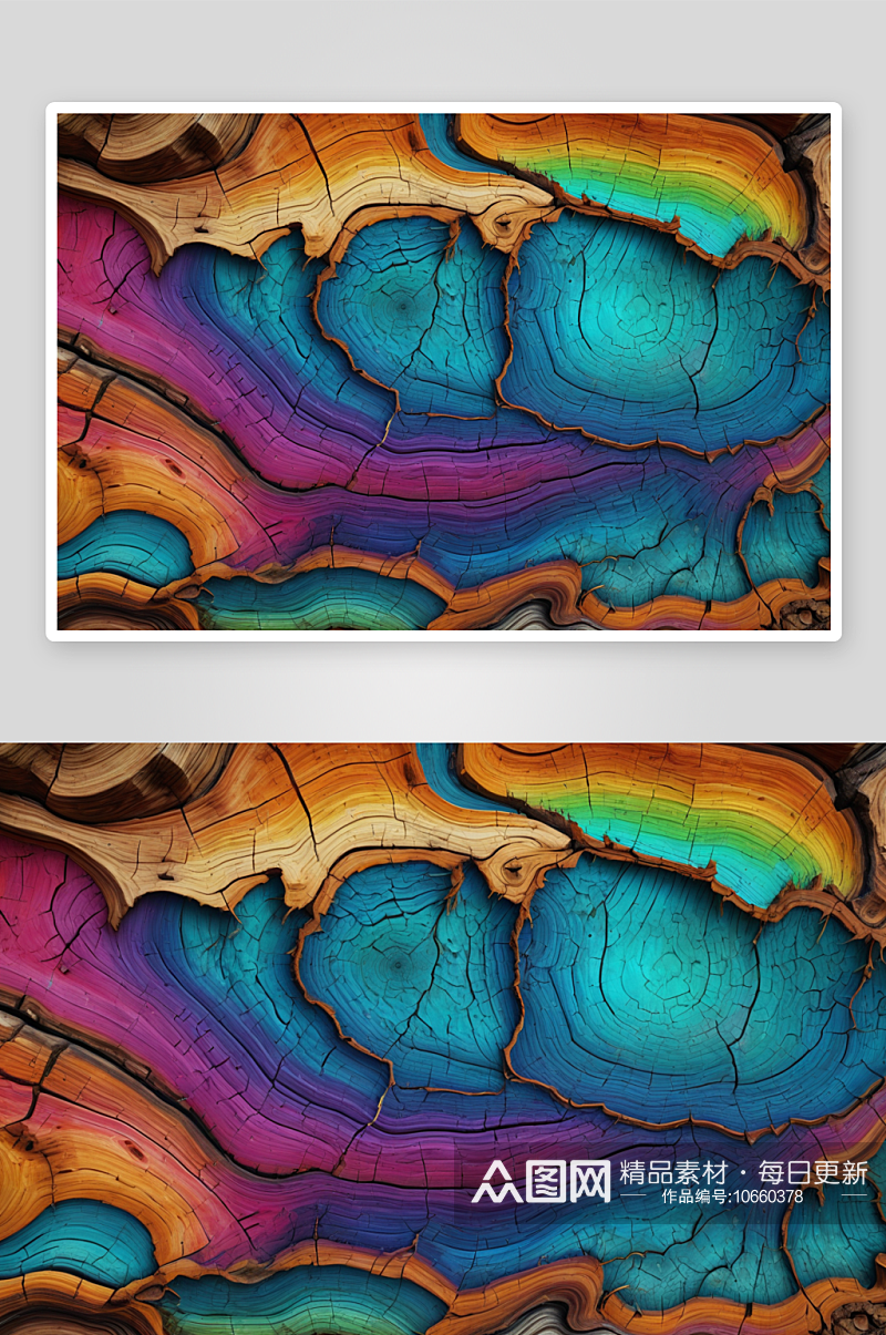 超现实抽象原木自然纹理迷幻色彩图片素材