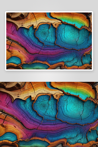 超现实抽象原木自然纹理迷幻色彩图片