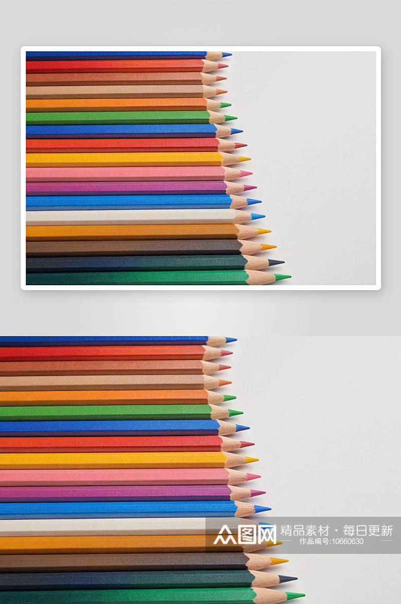 彩色铅笔孤立白色背景关闭了图片素材