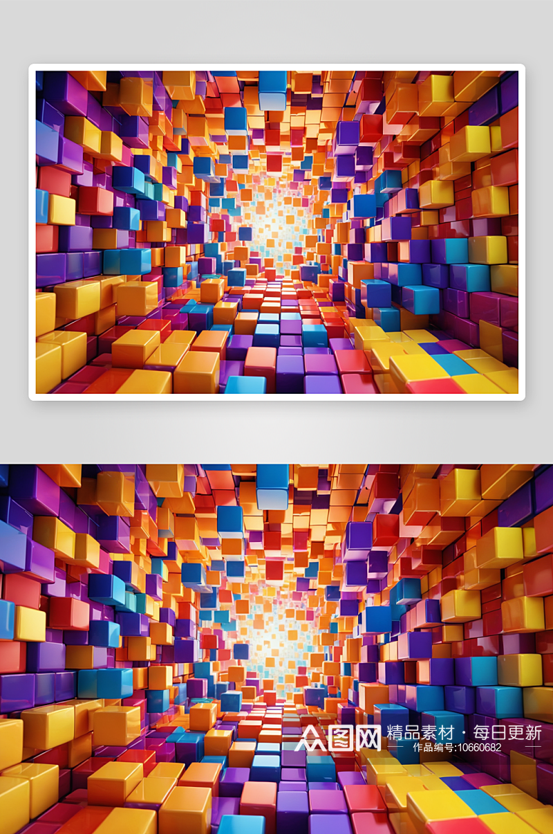 彩色立方体矩阵抽象概念背景图片素材