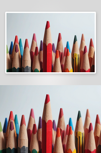 彩色蜡笔背景红铅笔图片