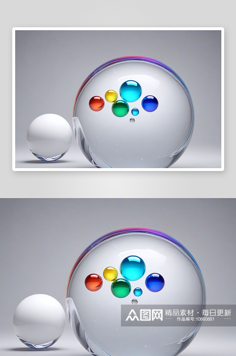 彩虹色球体对抗单色球体图片素材