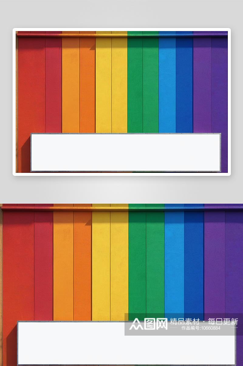 彩虹色建筑外立面空白广告图片素材