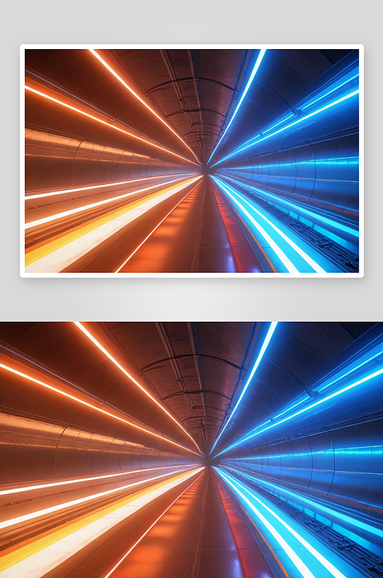 地铁隧道中多道灯光轨迹未来主义画面图片
