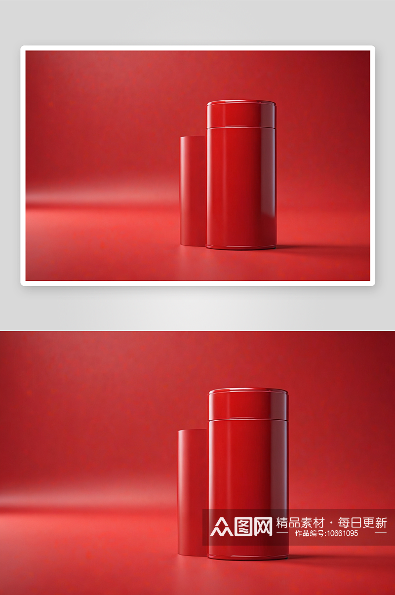 单一红色圆柱形产品背景图片素材