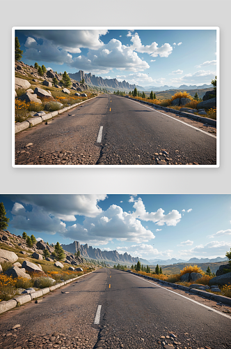 大自然有岩石荒野公路适合汽车广告背景图片