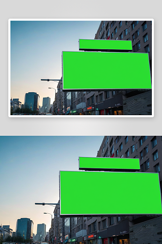 大中型城街道用绿幕色度键广告广告牌图片