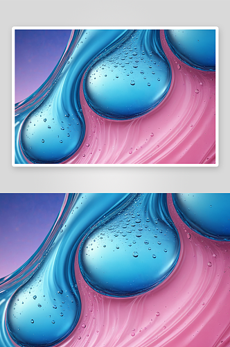 大型蓝粉波浪水滴背景气泡扭曲玻璃形状图片