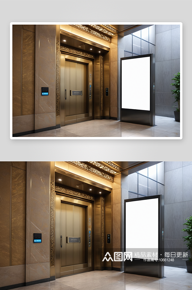 大楼电梯入口处广告屏图片素材
