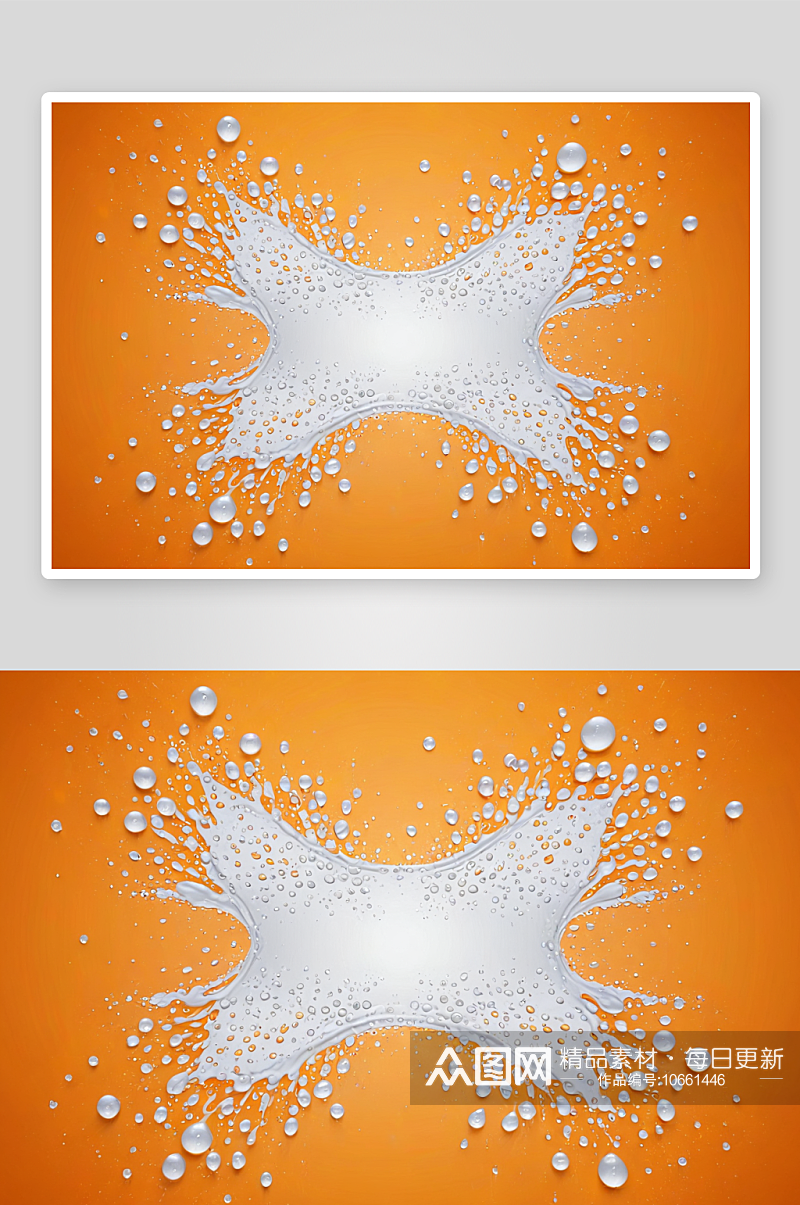 背景水滴白色悬浮液橙色背景图片素材